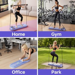 Tabla de pilates plegable con pantalla digital, reformador de pilates portátil 6 en 1 para el hogar y el gimnasio