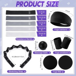 Poen Juego de 18 anillos de pilates para el hogar, juego de anillos de pilates y pelota para mujer