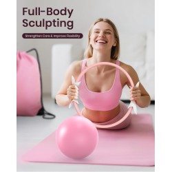 Juego de anillos de pilates para mujer, equipo de pilates de entrenamiento en casa con bandas de resistencia