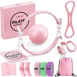Juego de anillos de pilates para mujer, equipo de pilates de entrenamiento en casa con bandas de resistencia
