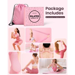 Juego de anillos de pilates para mujer, equipo de pilates de entrenamiento en casa con bandas de resistencia