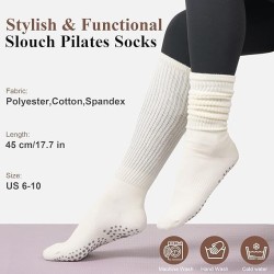 Calcetines de pilates de agarre para mujer, calcetines de yoga con agarre para barre entrenamiento, hospital, calcetines largos