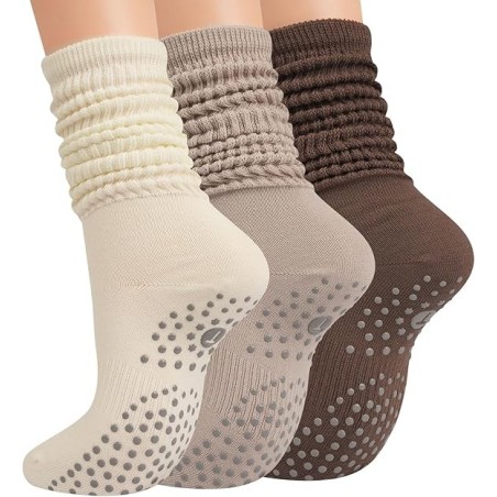 Calcetines de pilates de agarre para mujer, calcetines de yoga con agarre para barre entrenamiento, hospital, calcetines largos