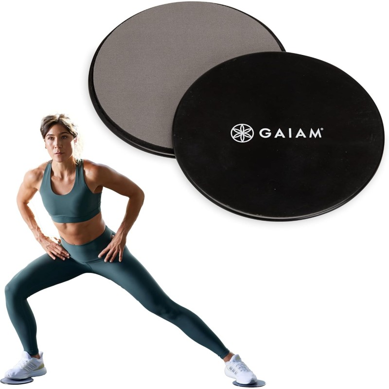 Gaiam Core - Discos deslizantes de entrenamiento de doble cara para alfombra y piso de madera dura Gaiam Core - Discos deslizantes de entrenamiento de doble cara para alfombra y piso de madera dura