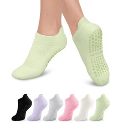 6 pares de calcetines antideslizantes de pilates para mujer, calcetines atléticos de yoga para barre ballet