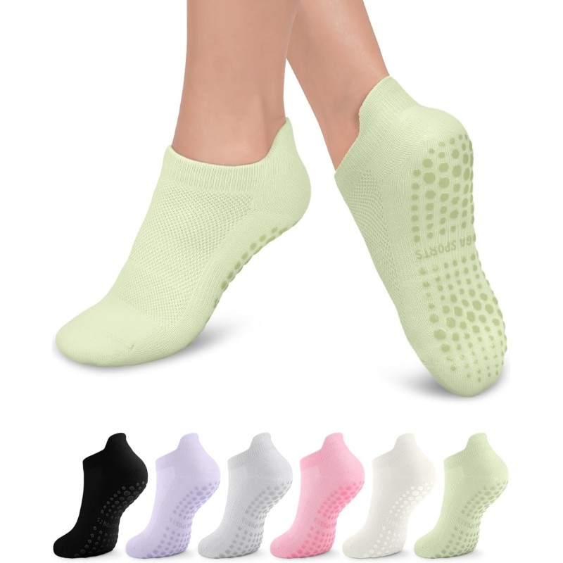 6 pares de calcetines antideslizantes de pilates para mujer, calcetines atléticos de yoga para barre ballet 6 pares de calcetines antideslizantes de pilates para mujer, calcetines atléticos de yoga para barre ballet