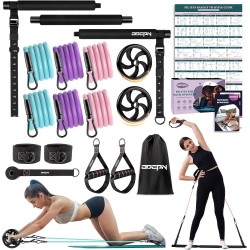 Kit de barra de pilates con bandas de resistencia, barra de pilates multifuncional para mujeres y hombres