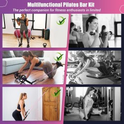 Kit de barra de pilates con bandas de resistencia, barra de pilates multifuncional para mujeres y hombres
