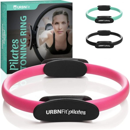 URBNFit - Anillo de pilates de 12 pulgadas con doble agarre, almohadillas de espuma para entrenamiento interior del muslo