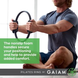 Gaiam Anillo de Pilates Fitness Circle – Mangos acolchados de espuma ligera y duradera
