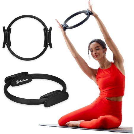 Gaiam Anillo de Pilates Fitness Circle – Mangos acolchados de espuma ligera y duradera