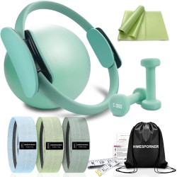 Juego de 9 anillos de pilates, anillo de yoga de círculo mágico, pelota de pilates