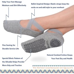 Calcetines de yoga para mujer con correas y agarres antideslizantes
