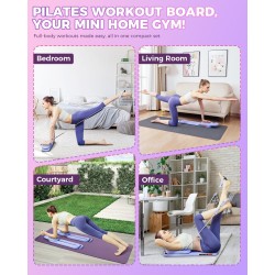 Tabla de pilates con bandas de resistencia, desmontable, portátil