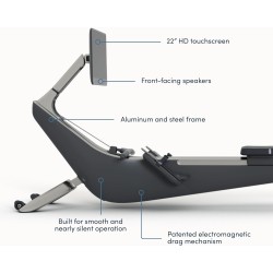 Máquina de remo fitness profesional con pantalla giratoria HD inmersiva de 22 pulgadas