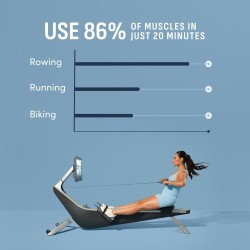 Máquina de remo fitness profesional con pantalla giratoria HD inmersiva de 22 pulgadas