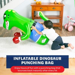 Saco de boxeo inflable de dinosaurio para niños | Liviano y facil de armar