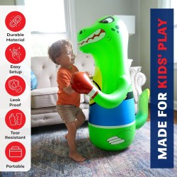 Saco de boxeo inflable de dinosaurio para niños | Liviano y facil de armar