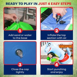 Saco de boxeo inflable de dinosaurio para niños | Liviano y facil de armar