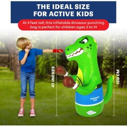 Saco de boxeo inflable de dinosaurio para niños | Liviano y facil de armar