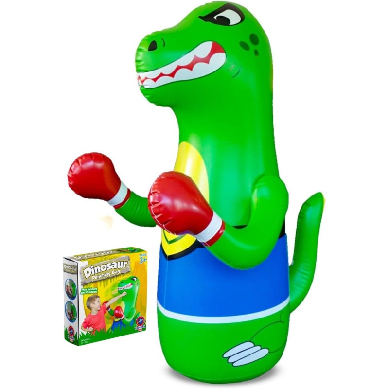 Saco de boxeo inflable de dinosaurio para niños | Liviano y facil de armar