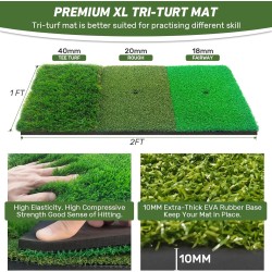 Red de golf con alfombrilla de práctica, redes de ayuda para golpear golf de 10 x 7 pies para patio trasero