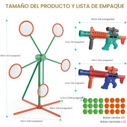 Juego deportivo y al aire libre con objetivo de disparo en movimiento y 2 pistolas de juguete