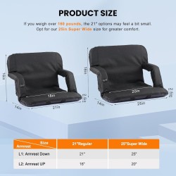 Asientos de estadio con calefacción de 21 pulgadas para gradas con soporte trasero