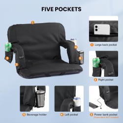 Asientos de estadio con calefacción de 21 pulgadas para gradas con soporte trasero