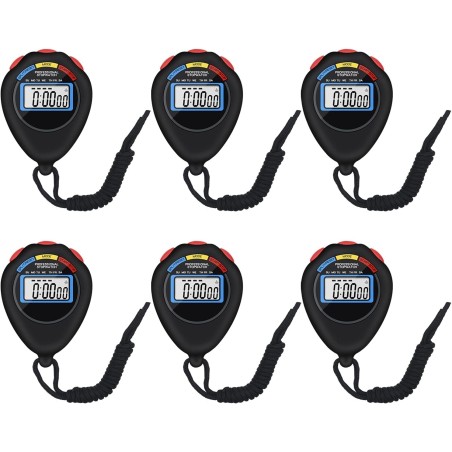 Paquete de 6 cronómetros electrónicos digitales multifuncionales deportivos