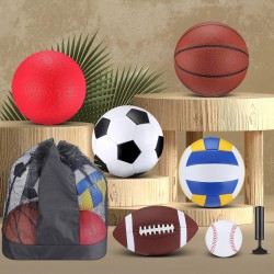 Libima Juego de 6 pelotas multideportivas | Con bolsa de carga y bomba de inflacion