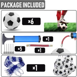 Paquete de 6 pelotas de fútbol | Con net de carga e inflador incluido