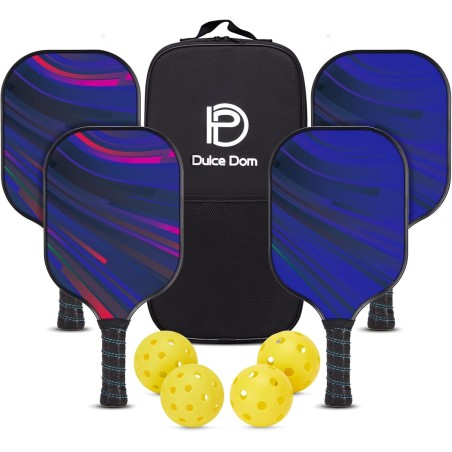 DULCE DOM Juego de 2/4 palas de pickleball | Echas de fibra de vidrio y con agarre antideslizante
