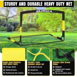 2 porterías portátiles con red, balón conos y equipamiento completo de entrenamiento para jóvenes y niños pequeños