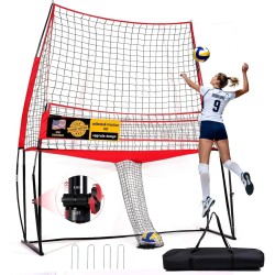 Estación de entrenamiento de voleibol 2 en 1 con sistema patentado de 5 alturas