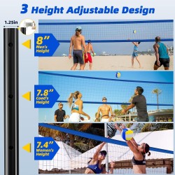 Juego de red profesional de voleibol para exteriores con postes ajustables y diseño antideslizante