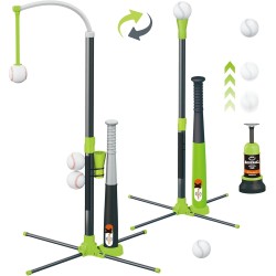 Set de béisbol 3 en 1 para niños, set de bateo de béisbol colgante de altura ajustable con 2 bates