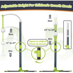 Set de béisbol 3 en 1 para niños, set de bateo de béisbol colgante de altura ajustable con 2 bates