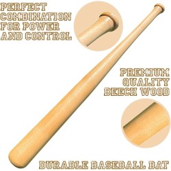 Bate de béisbol | Echo de madera maciza para beisbol o defensa personal