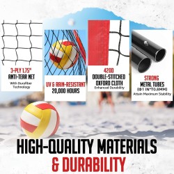 Red de voleibol, red de entrenamiento de voleibol de 12 pies para jardín
