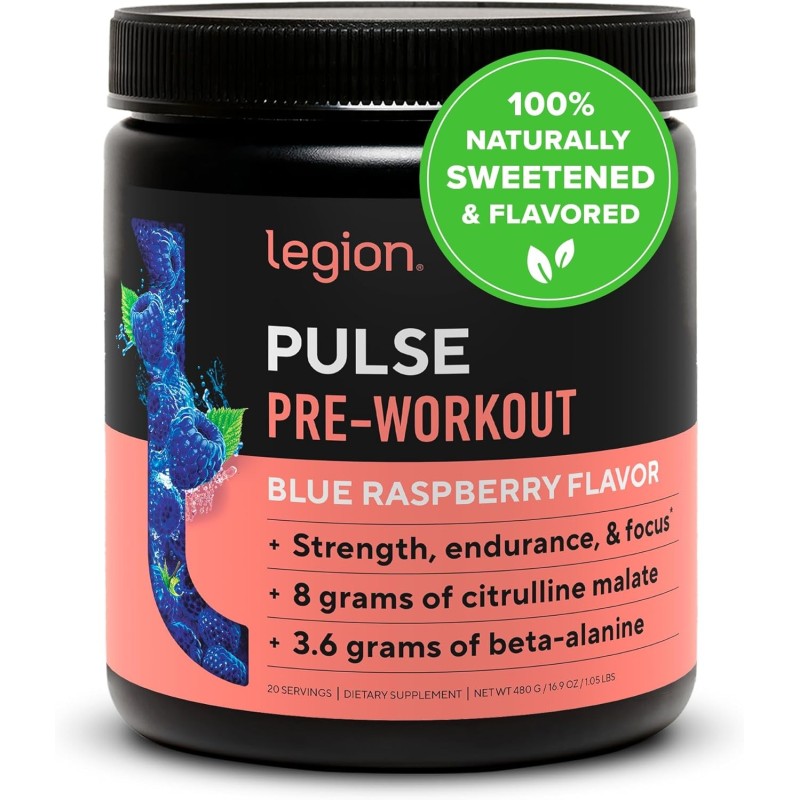 LEGION Pulse - Bebida preentrenamiento | Sabor a frambuesa azul LEGION Pulse - Bebida preentrenamiento | Sabor a frambuesa azul
