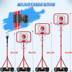 HopeRock Juego de aro de baloncesto 2 en 1 y pelota en T para niños