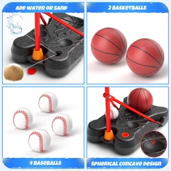 HopeRock Juego de aro de baloncesto 2 en 1 y pelota en T para niños