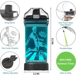 Lightzz Botella de agua de fútbol con luz brillante 3D