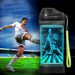 Lightzz Botella de agua de fútbol con luz brillante 3D