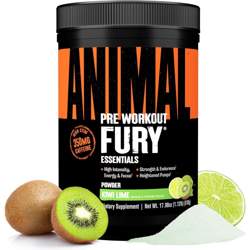 Animal Fury - Polvo para antes del entrenamiento | Con sabor a limon y kiwi