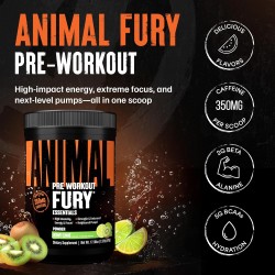 Animal Fury - Polvo para antes del entrenamiento | Con sabor a limon y kiwi