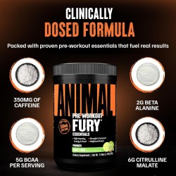 Animal Fury - Polvo para antes del entrenamiento | Con sabor a limon y kiwi
