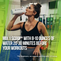 polvo pre entrenamiento beta alanina, L-taurina y 356 mg de cafeína de tres fuentes para energía sostenid