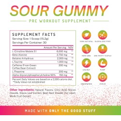 PWDRS Polvo de pre-entrenamiento | Totalmente natural para obtener energía